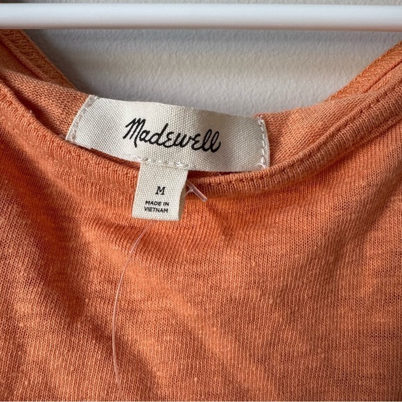 Madewell Linen Blend Boatneck Sherbet Orange Tank - Picture 7 of 9